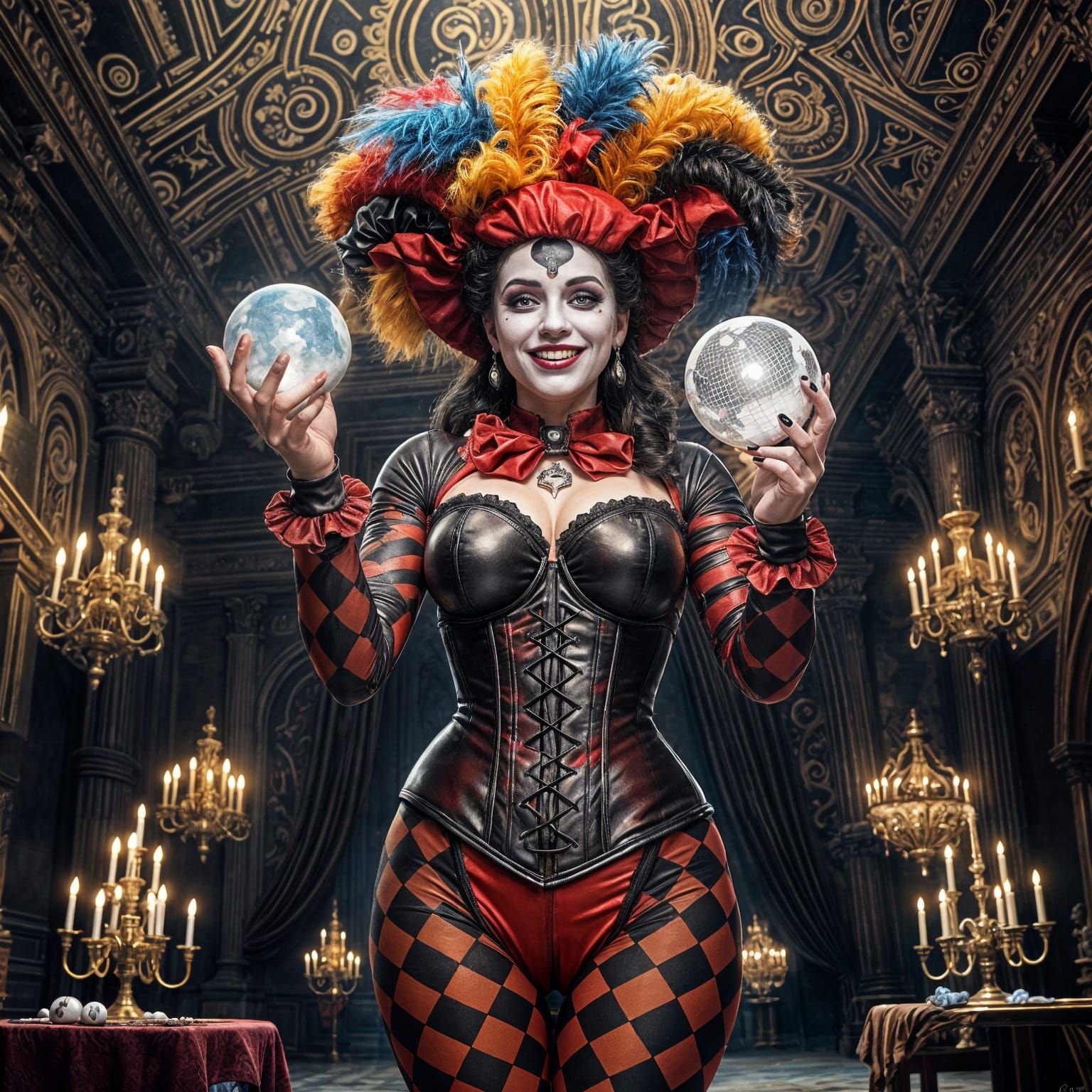 Dark Fantasy Jesteress in Tim Burton Style Airbrush Art