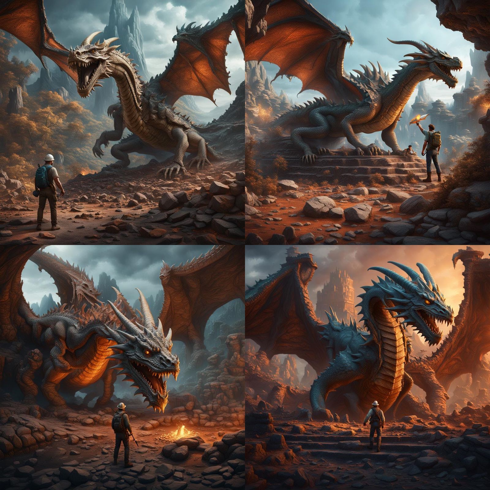 Archeologist Discovers Dragon Remains: Fantasy Concept Art