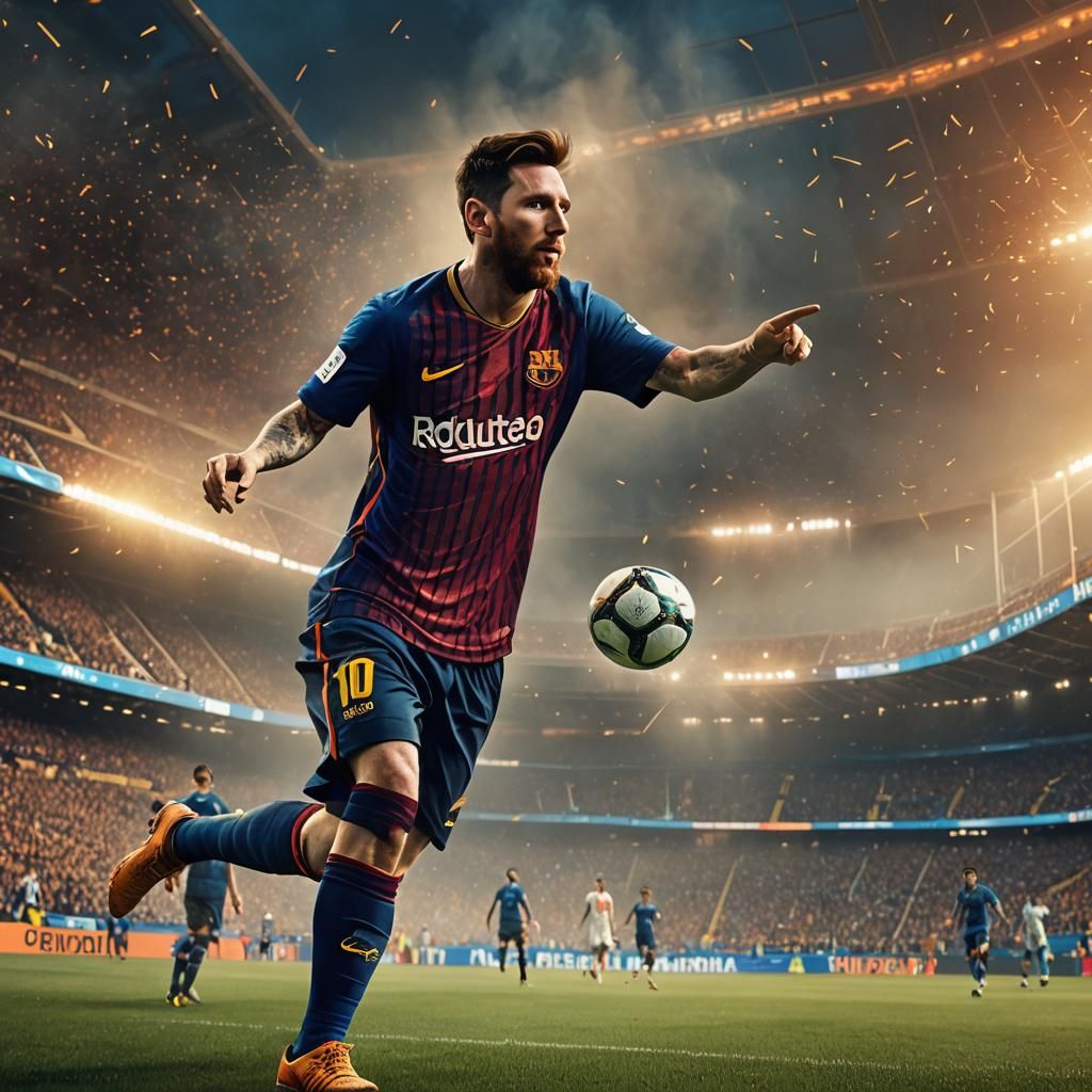 Messi's Powerful Shot: A Fantasy Concept Art