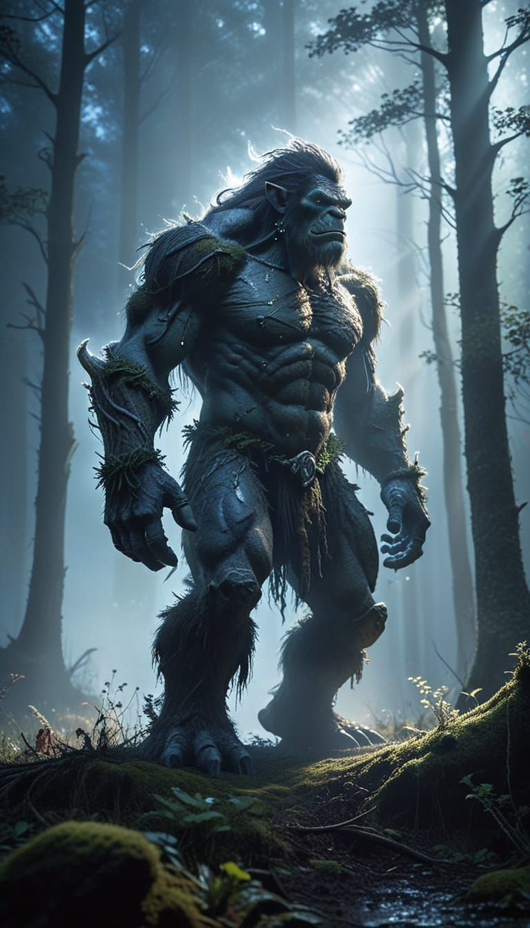 Giant Forest Troll in Misty Clearing