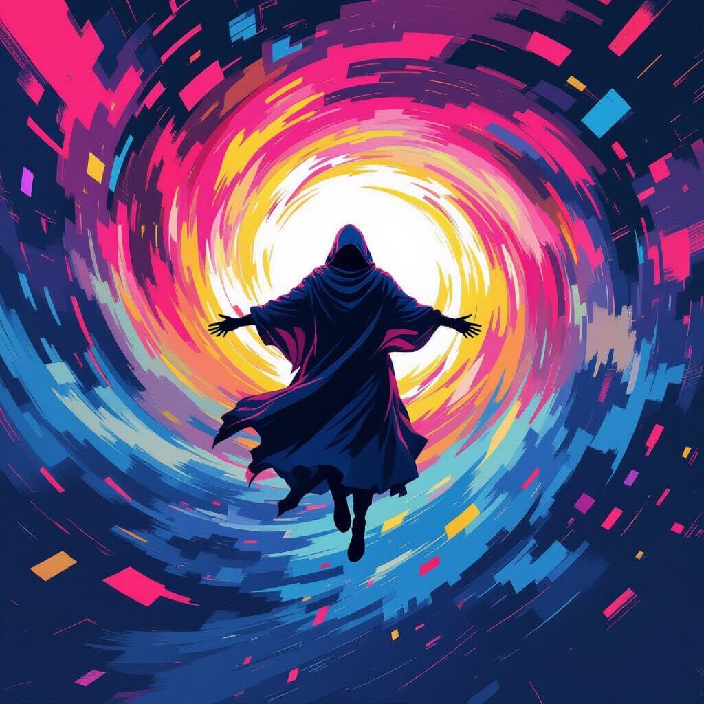 Falling Figure in Abstract Geometric Vortex