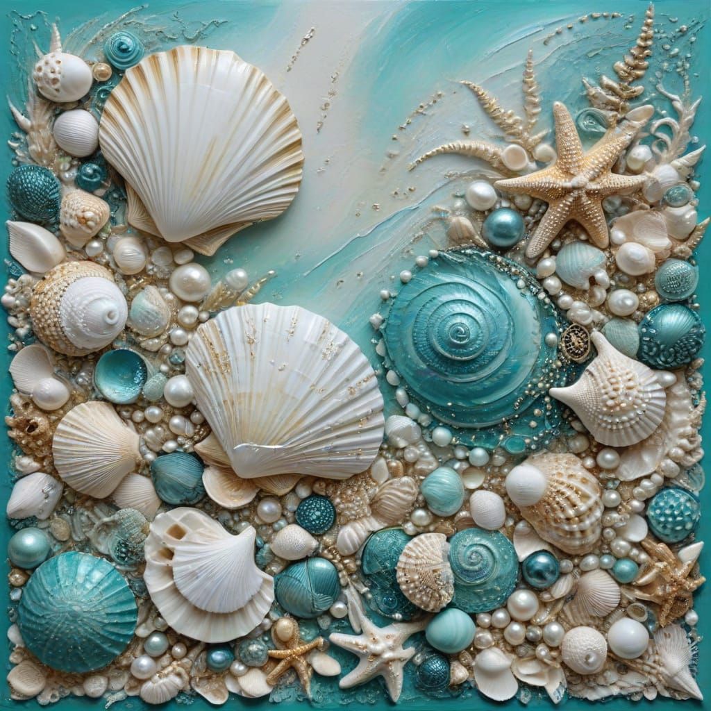 Vibrant Seaside Tapestry in Textured Acrylic
