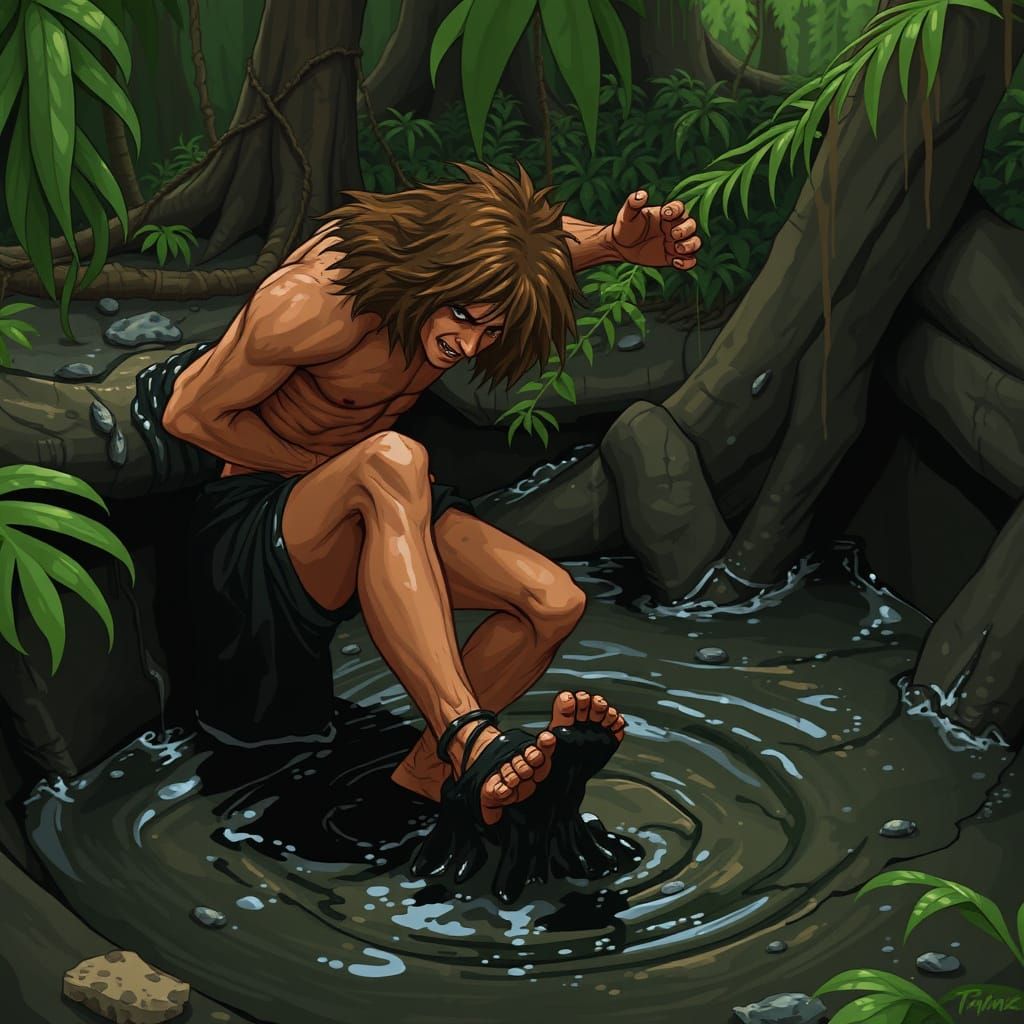 Tarzan Struggles in a Sticky Tar Pit