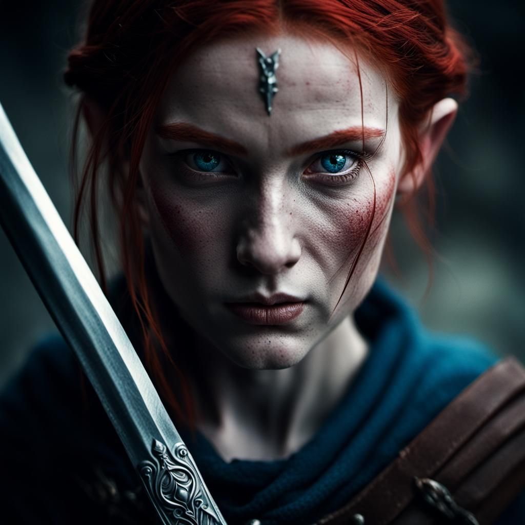 Red-Haired Elf Warrior Portrait
