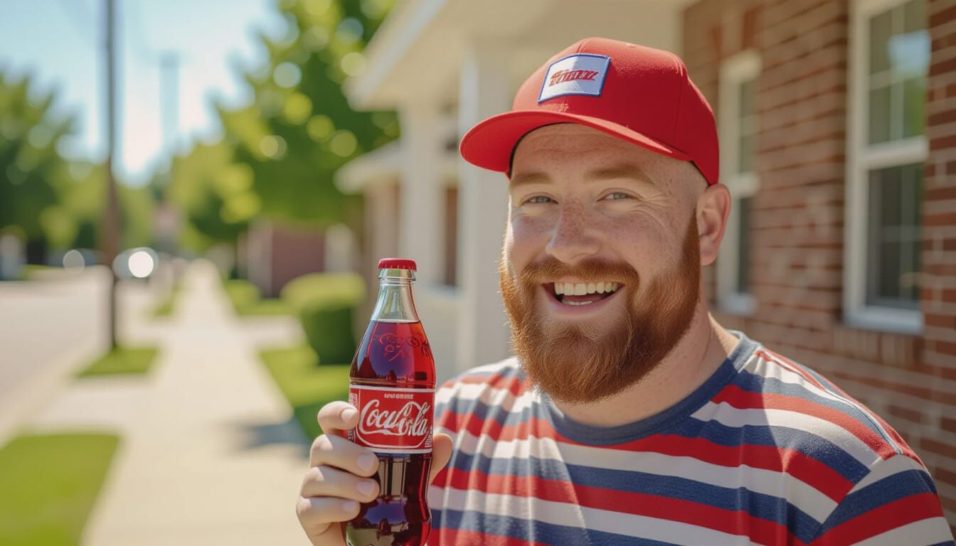 Smiling Man with Orange Hair and Buck Tooth in Red Cap