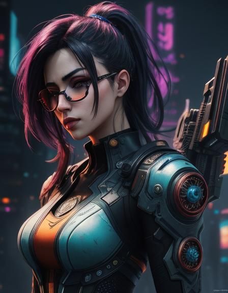 Cyberpunk Girl with Funky Eyewear in Comic Book Style