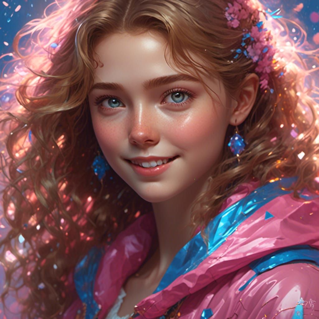 Beautiful Teenage Girl Portrait in Digital Art Style