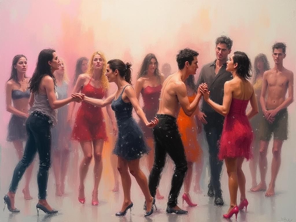 Abstract Impressionistic Painting of Blended Figures