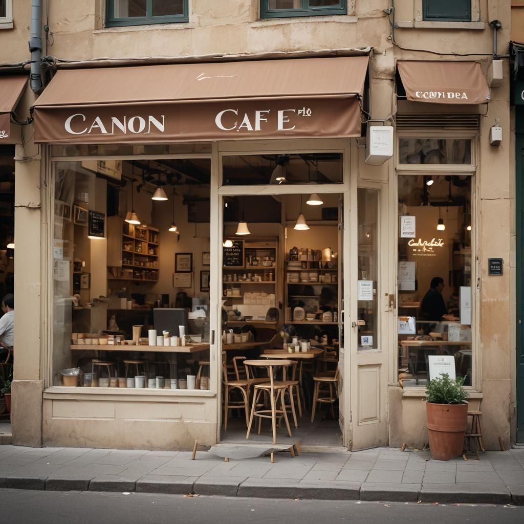 Simple Cafe Storefront in Professional Photography Style
