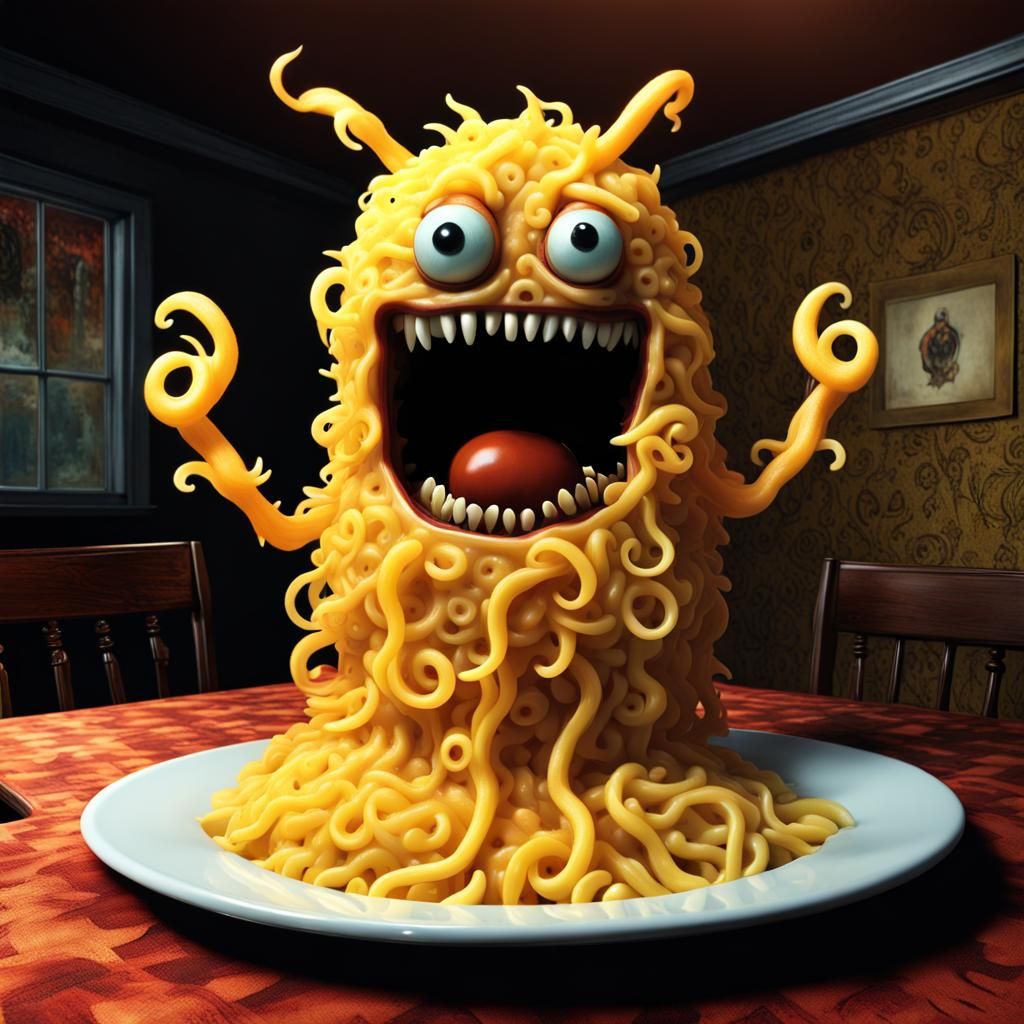Macaroni and Cheese Monster Creature Art