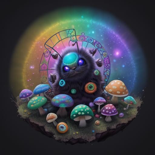 Psychedelic Furry Creature in a Burtonesque Dream