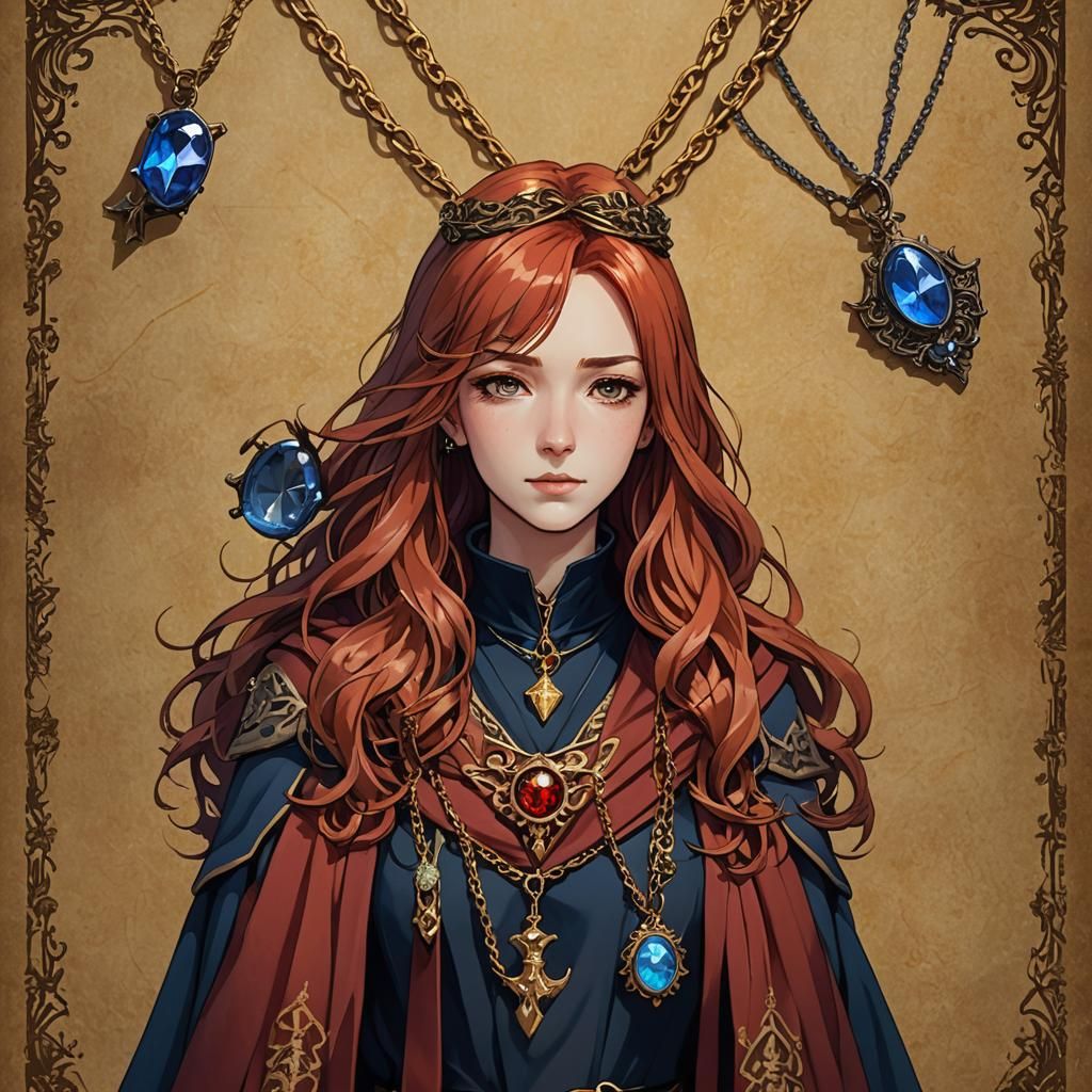 Anime Witch in Gryffindor Uniform with Necklace