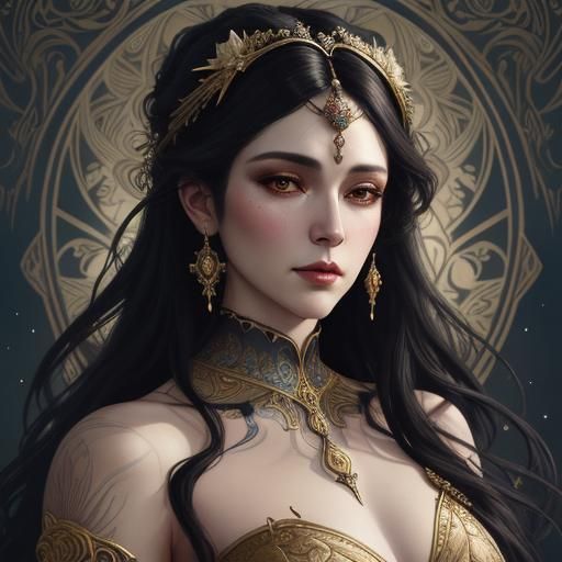 Art Nouveau Aerialist Portrait with Glimmering Costume