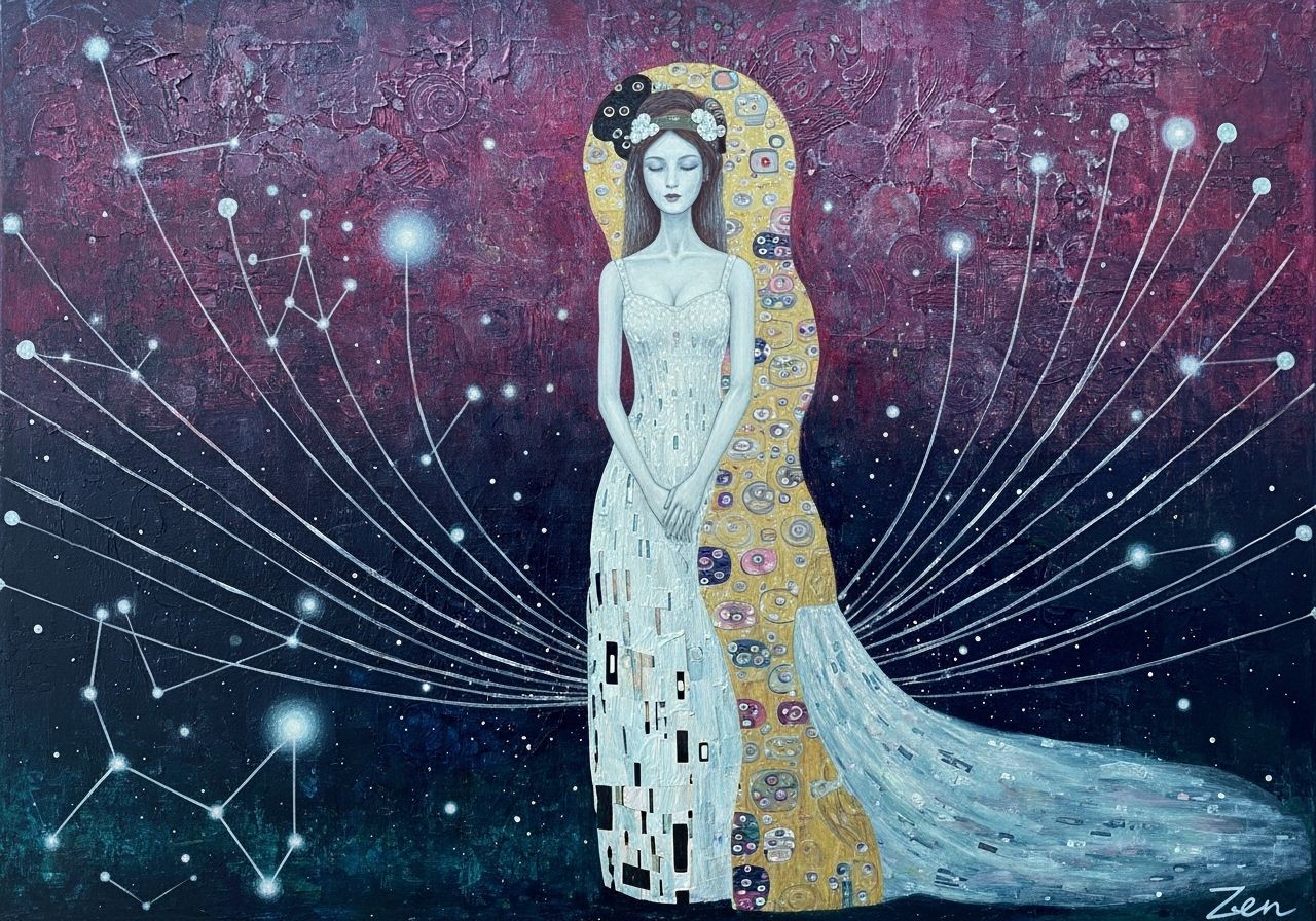 Ethereal Dream Guardian in Fuschia Night Sky