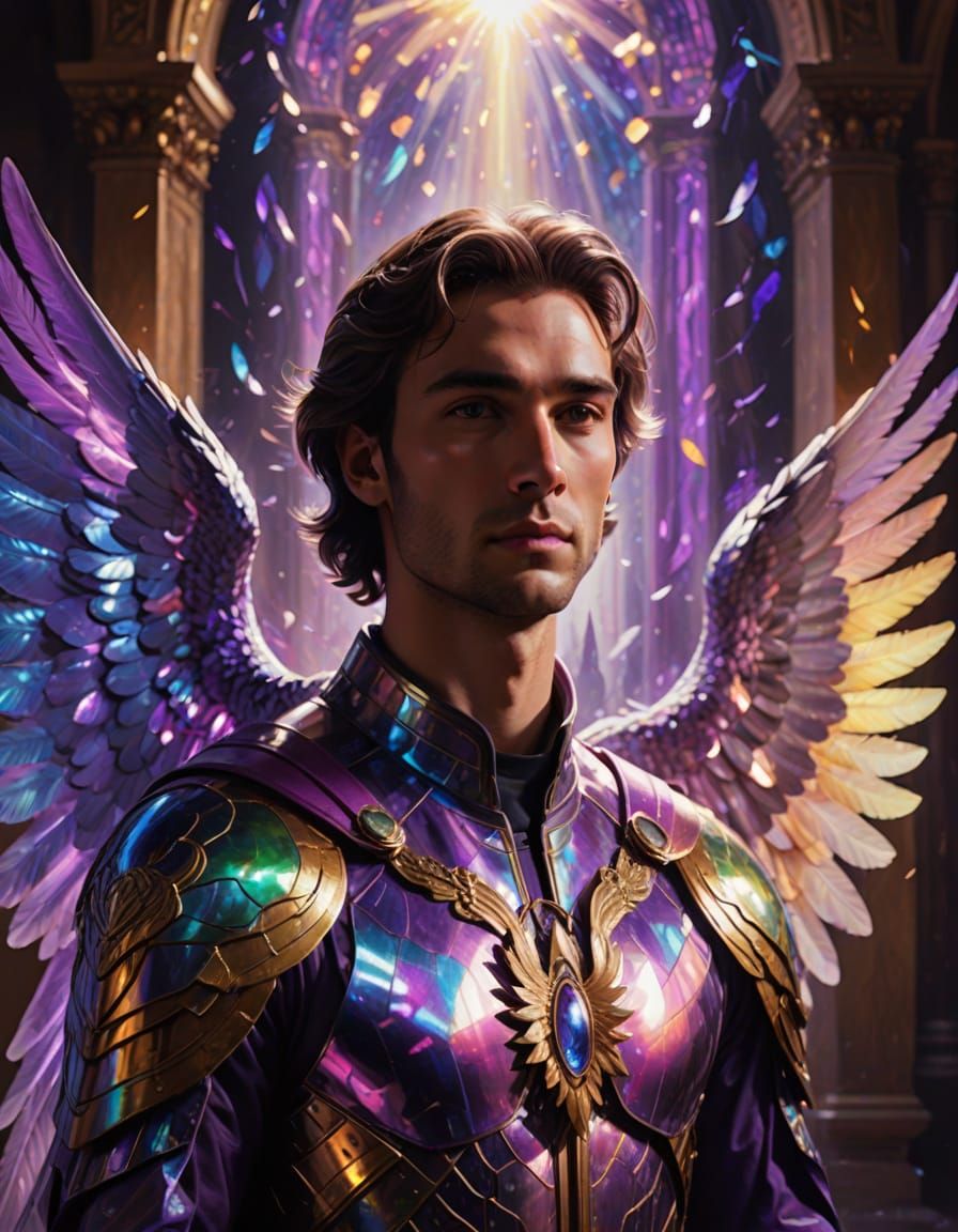 Vibrant Archangel Jeremiel in Ethereal Violet Light
