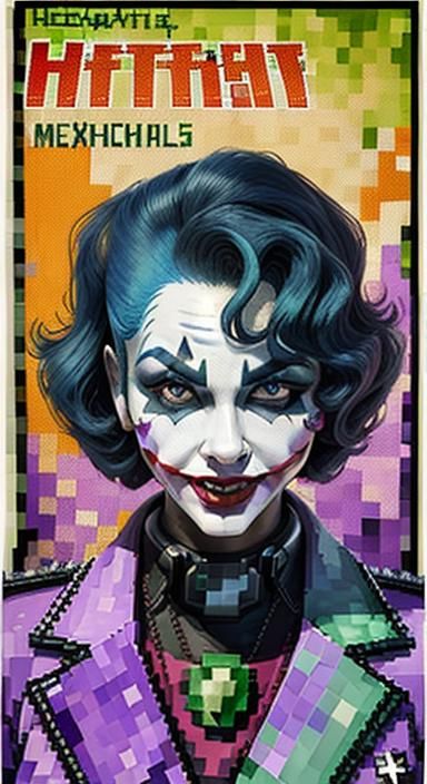 Minecraft Joker Mecha Portrait in Abstract Style