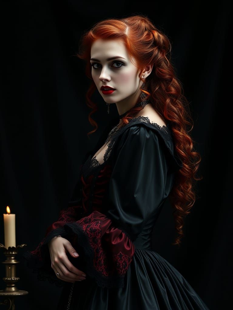 Gothic Vampire in Victorian Attire