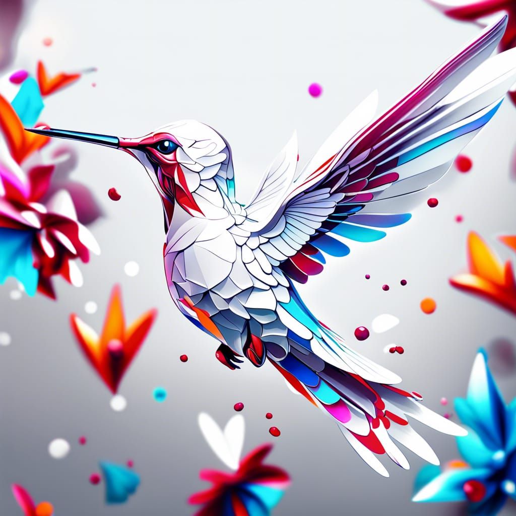 White Hummingbird, Digital Art Concept by Rutkowski
