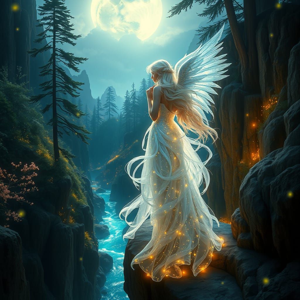 Majestic Angel Basks in Celestial Light