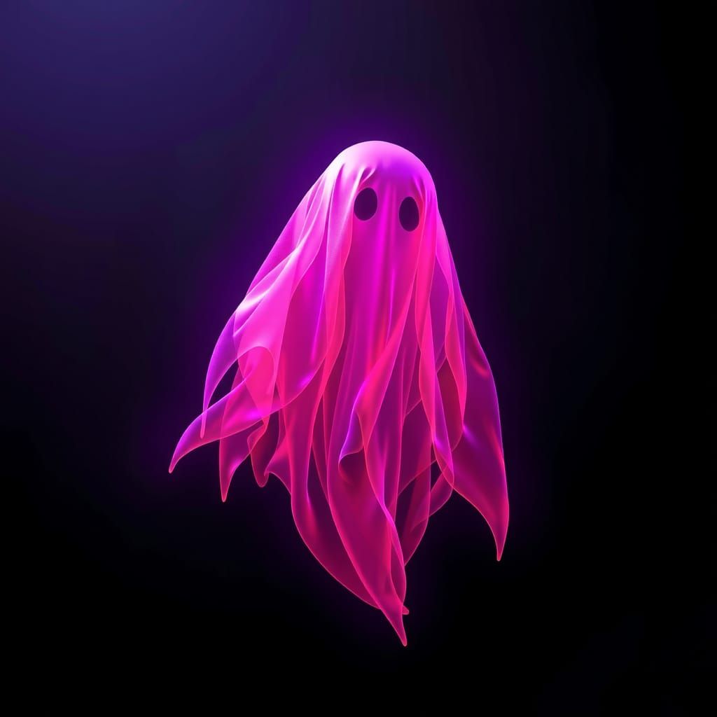 Neon Ghost with Ethereal Aura in Dreamlike Digital Art