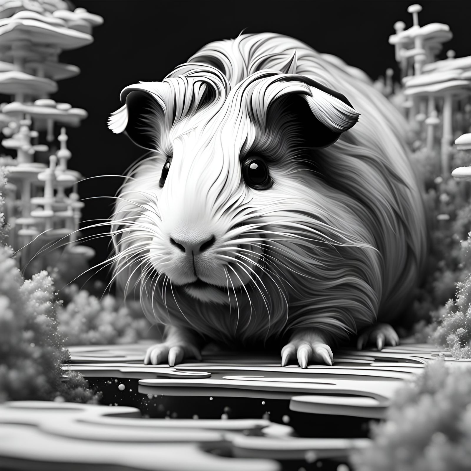 Abstract Guinea Pig Print in Black and White
