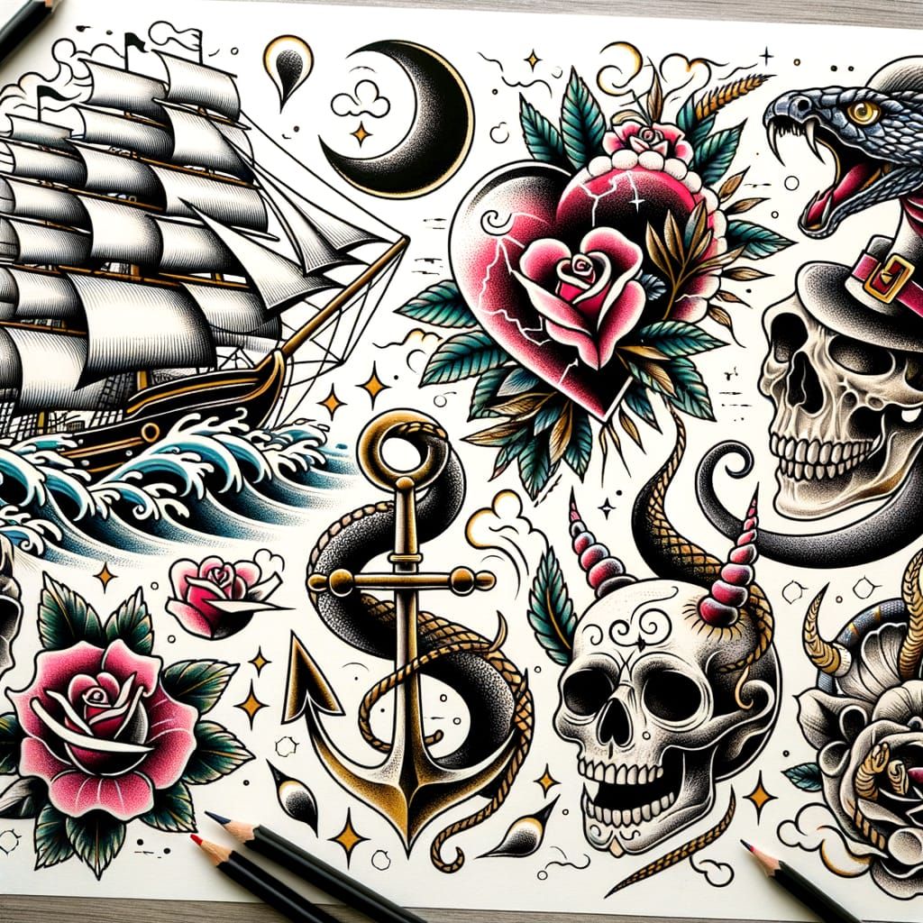 tattoo-style images.