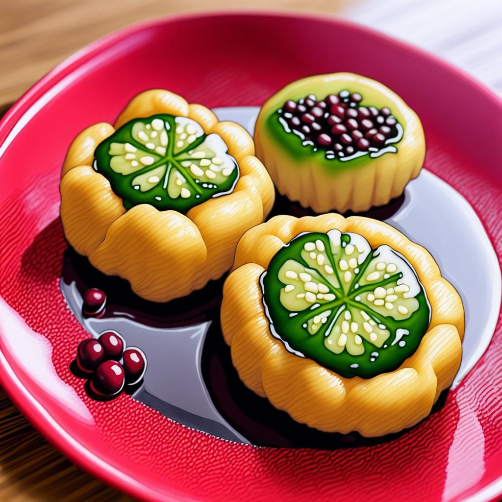 Mugwort Red Bean Mochi Buns: Delicious Food