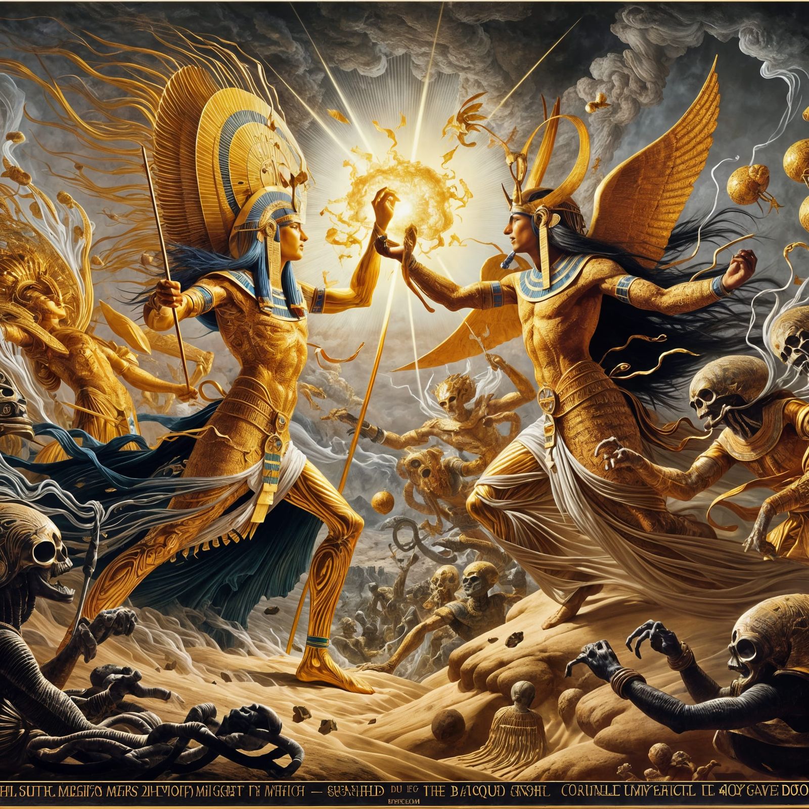 Egyptian Gods Clash in a Whirlwind of Sand and Solar Energy