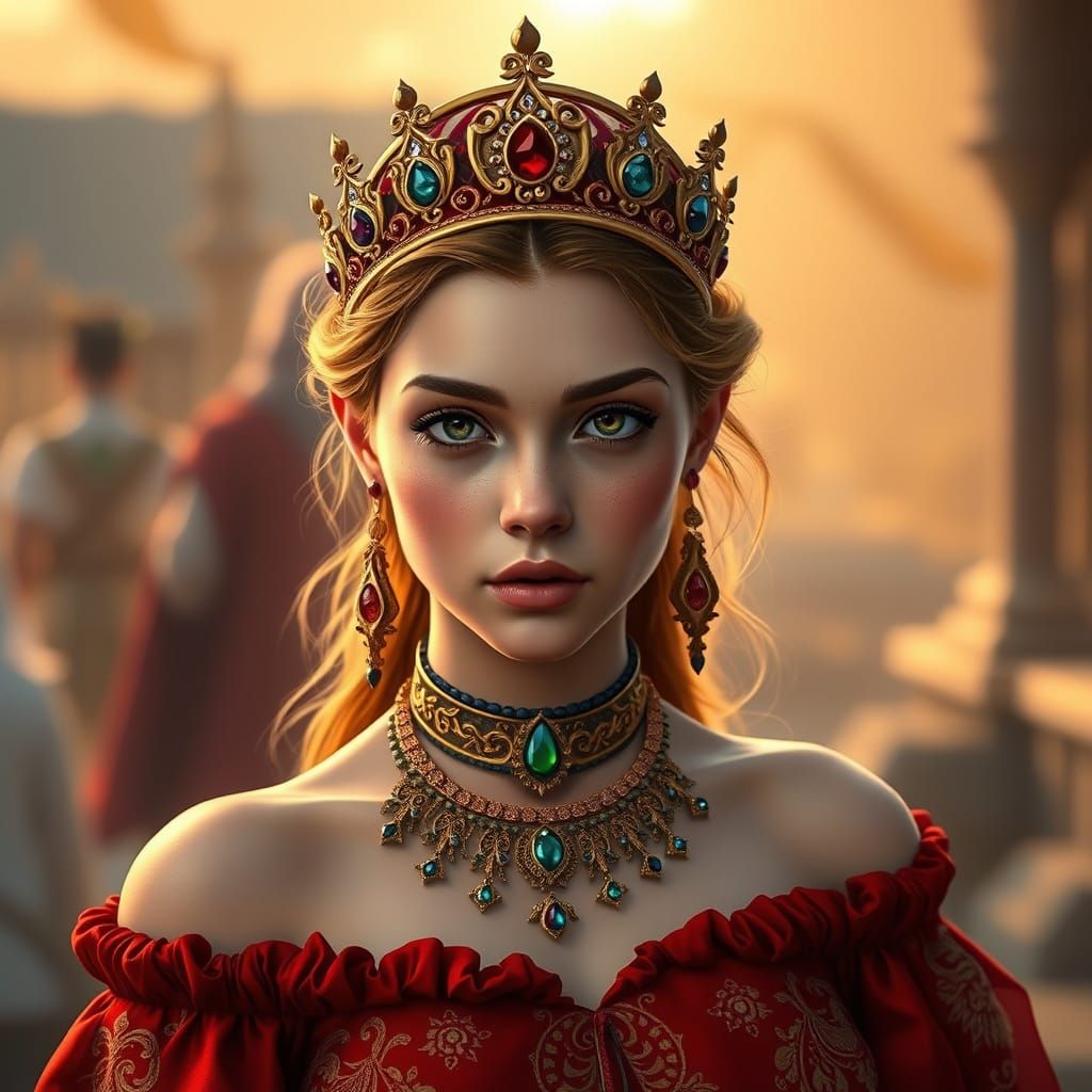 This is a highly detailed, digital illustration of a young w...