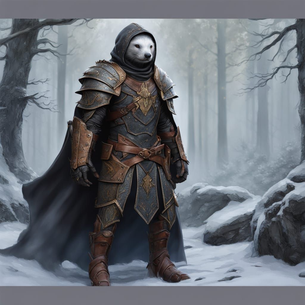 Armored Otter Rogue in Moonlit Fantasy Forest