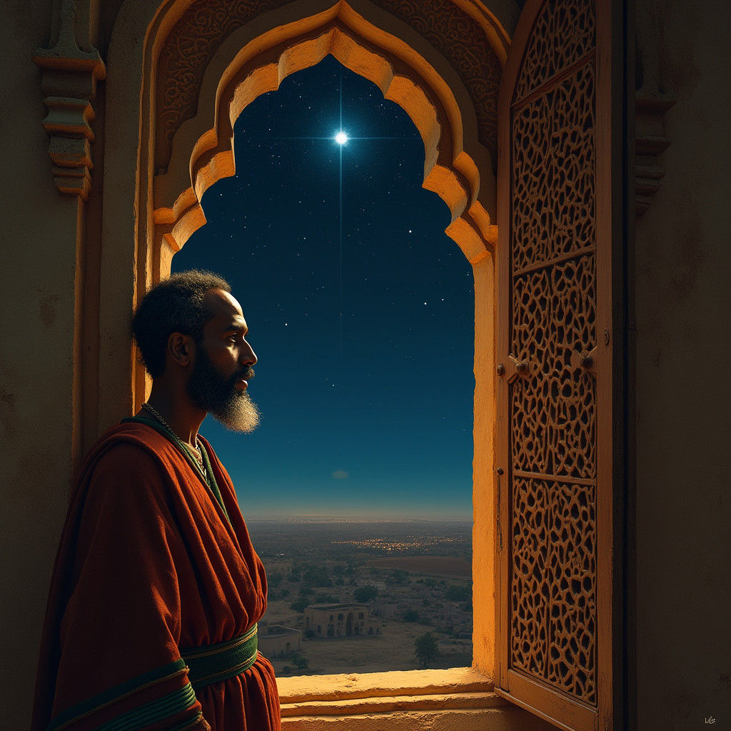 Ethiopian King Gazing at a Starry Night