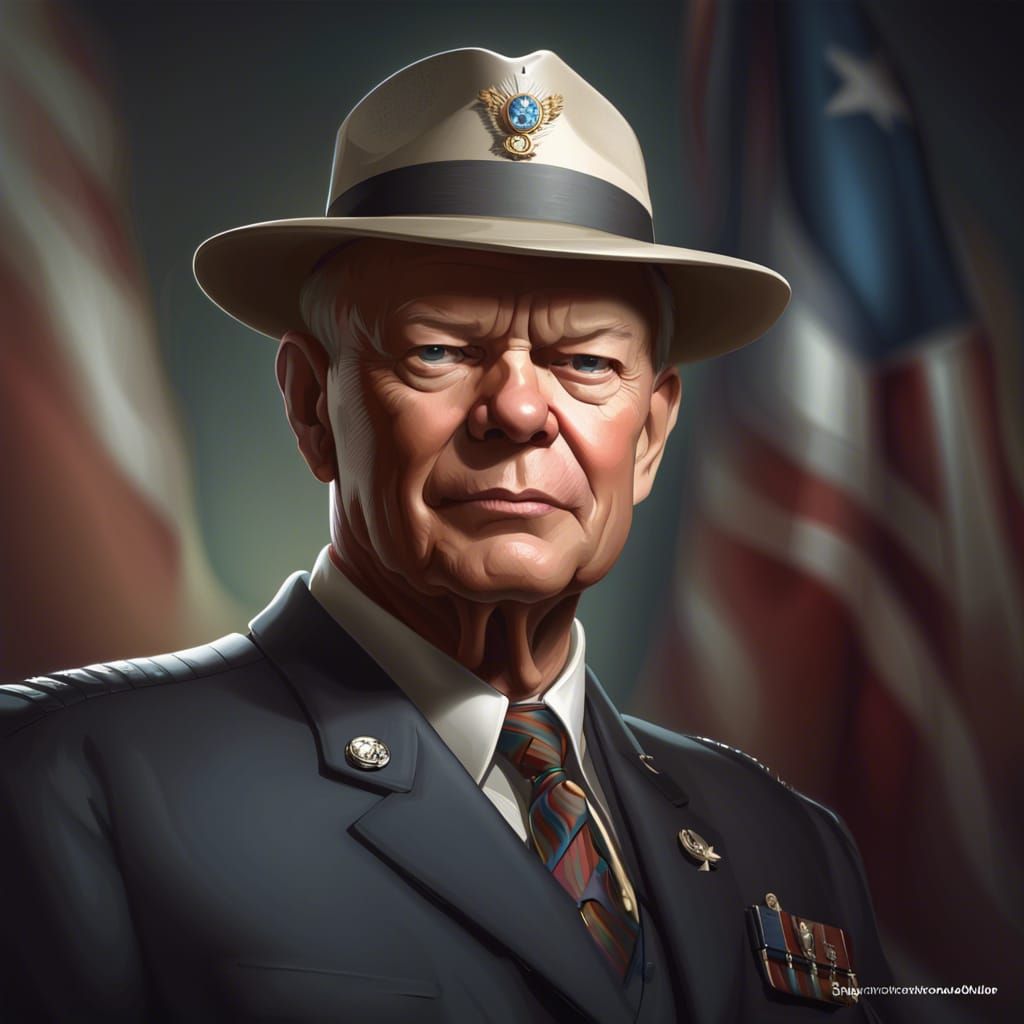 Dwight D. Eisenhower Portrait in Art Nouveau Style