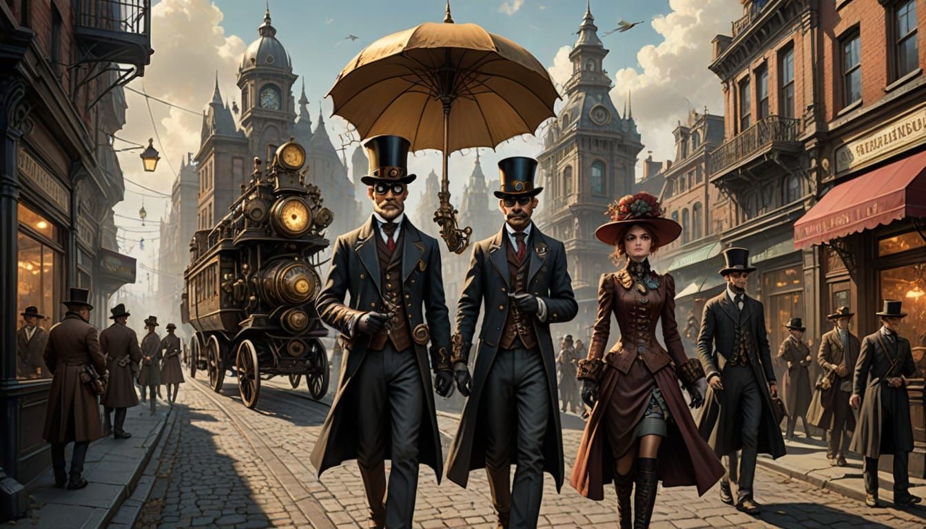 Steampunk City Unfolds in Vibrant Light