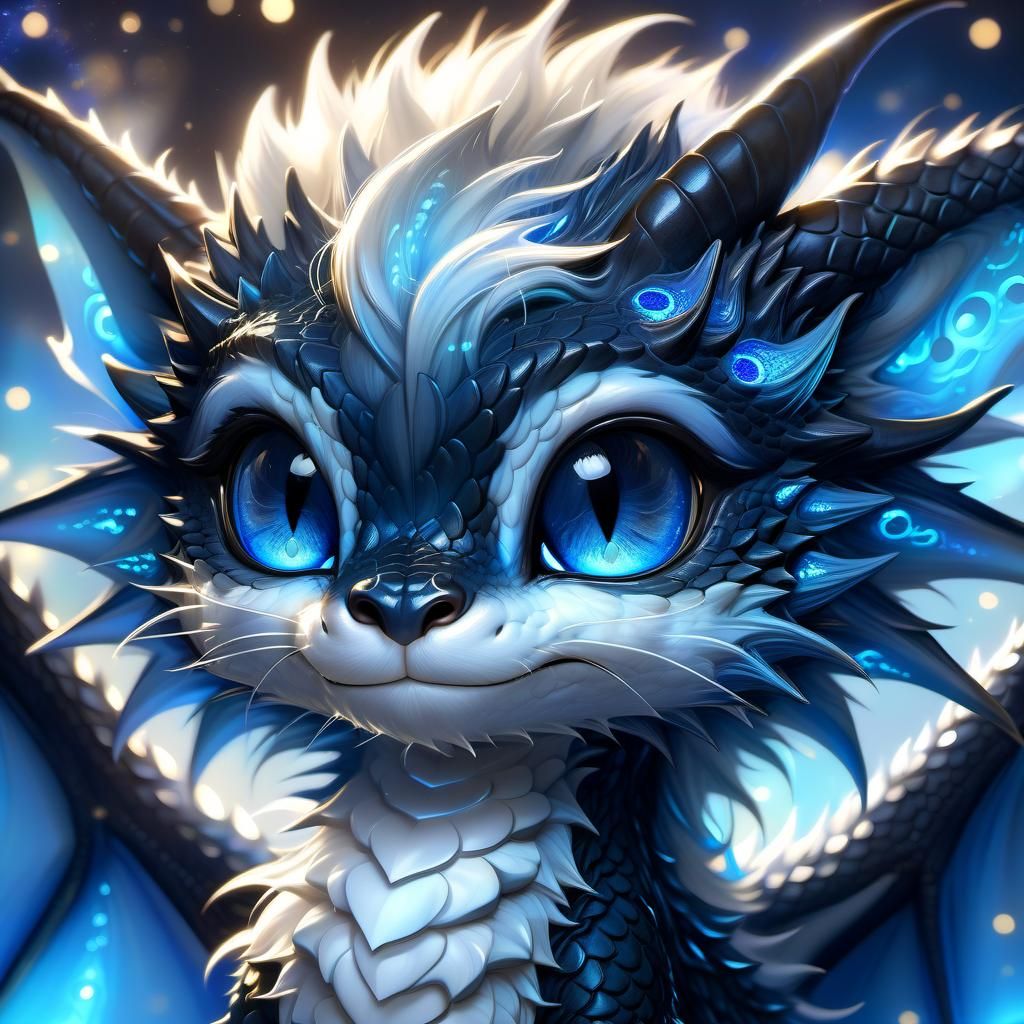 Adorable Luminescent Dragon Portrait in Anime Style