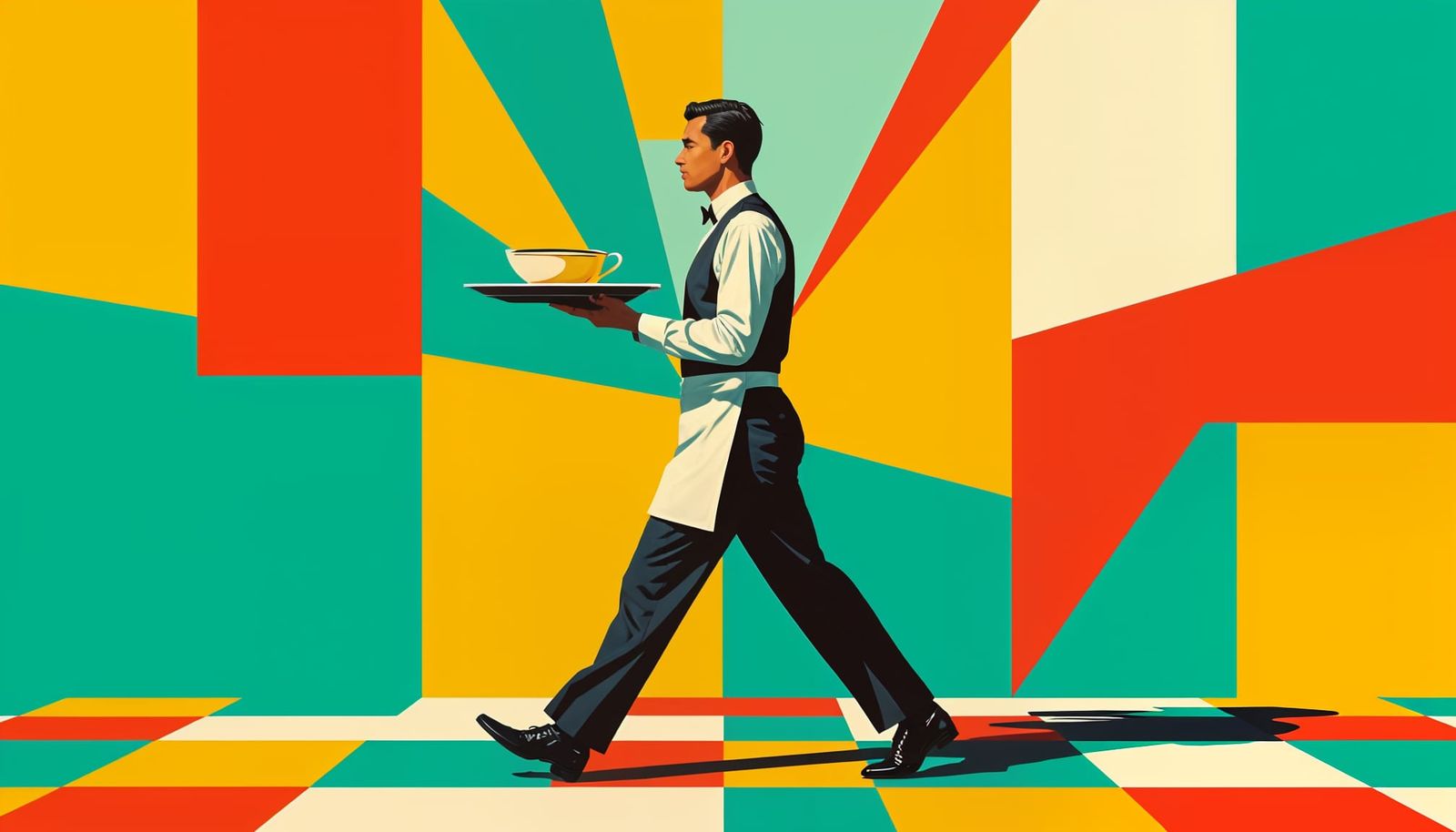 Stumbling Waiter in Pop Art Style