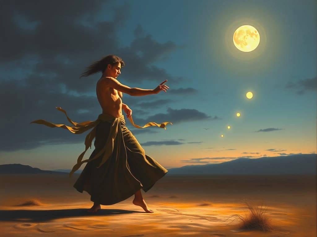 Mystical Ritual Dance on Windswept Plain