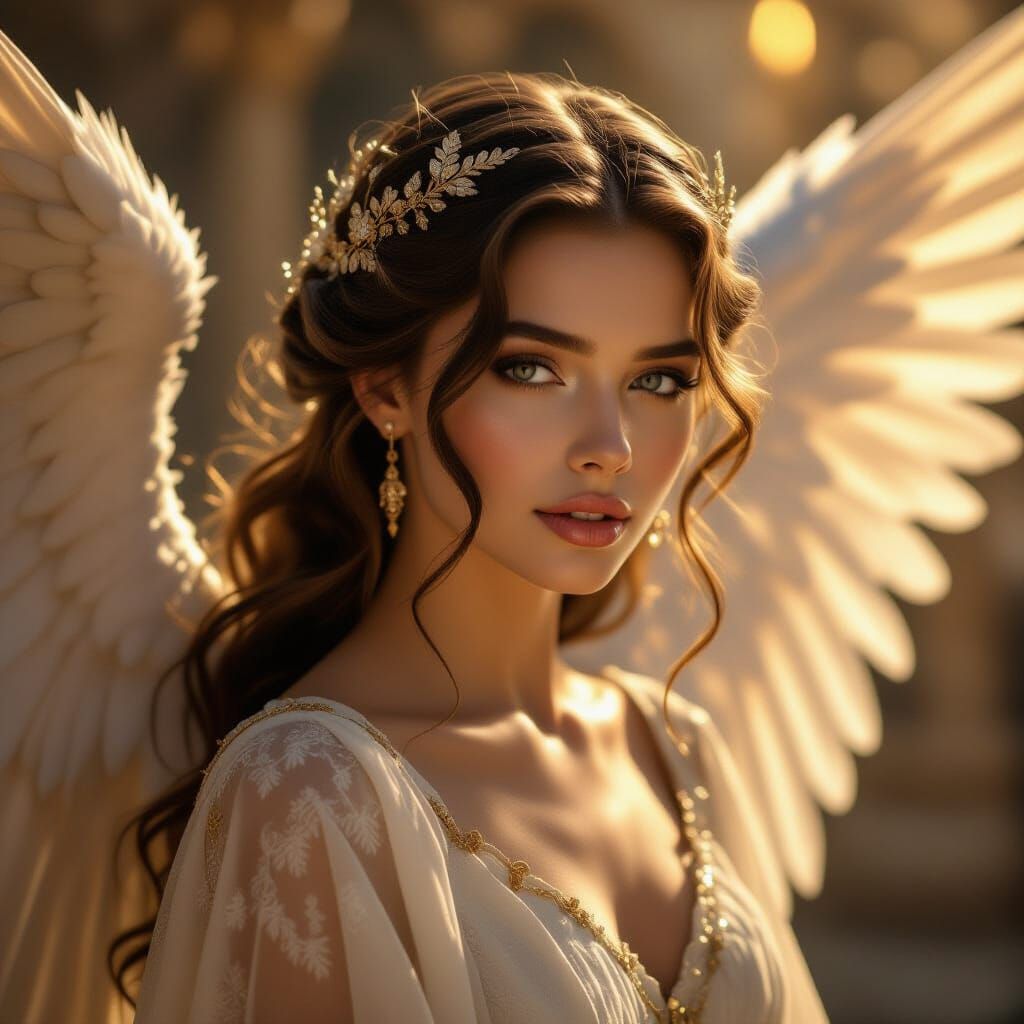 Divine Angel Portrait With Gorgeous Hairpiece in Biblical St...