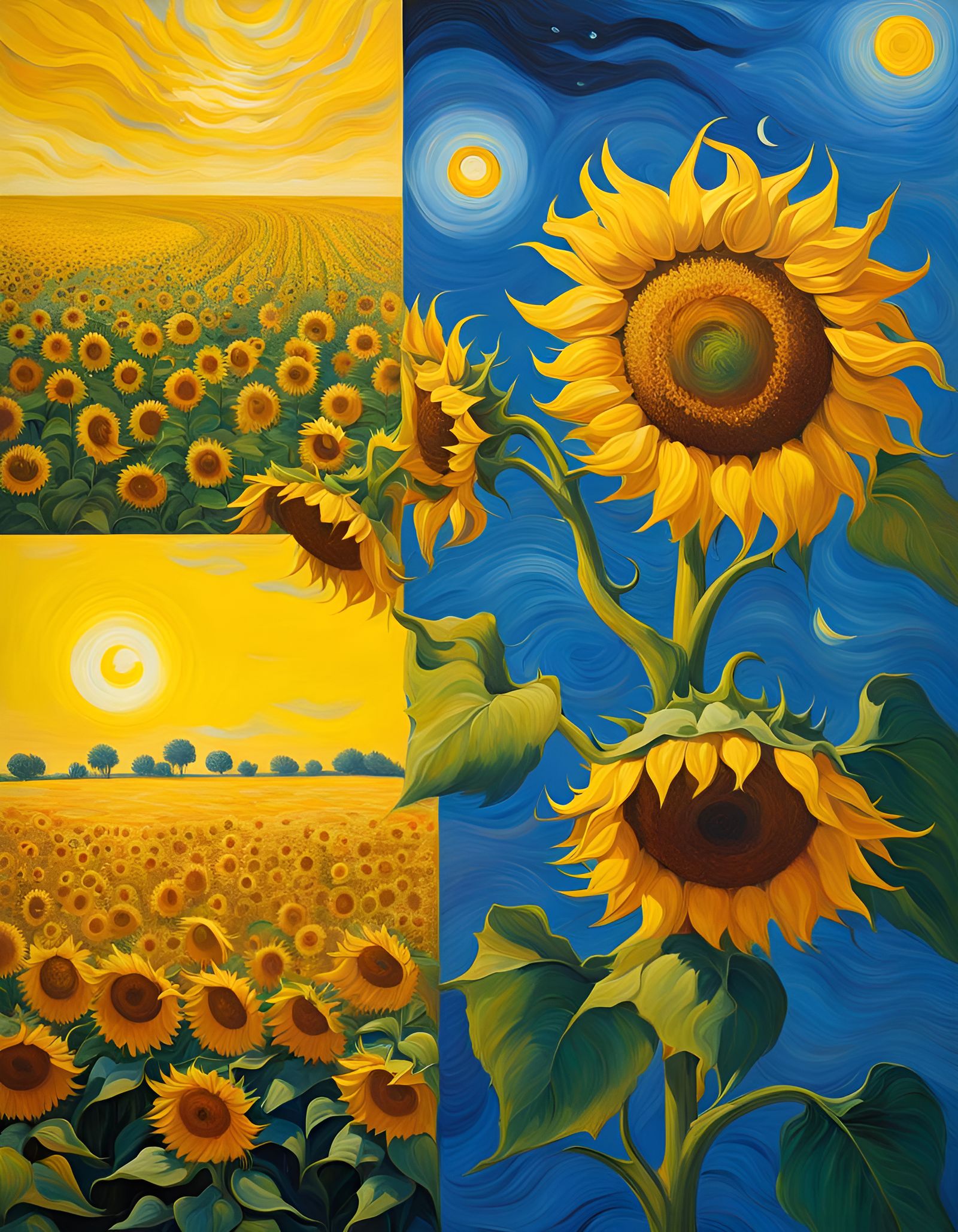 Surreal Sunflower Landscape: Impressionism Meets Surrealism