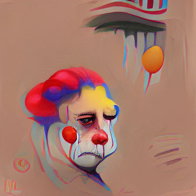 Sad Clown Portrait: Minimalist Expression of Melancholy