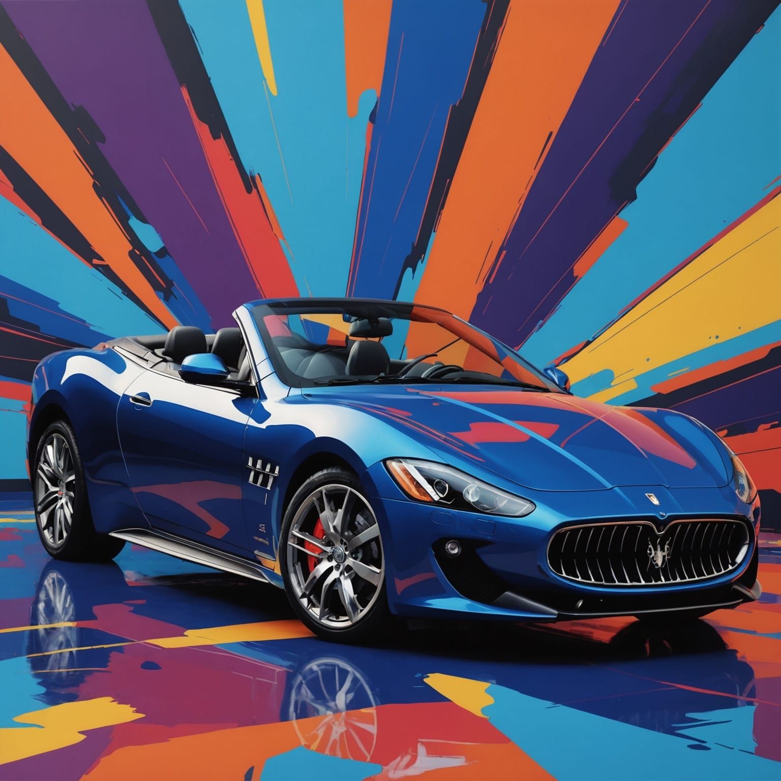 Futuristic Maserati Gran Turismo Convertible in Abstract Art