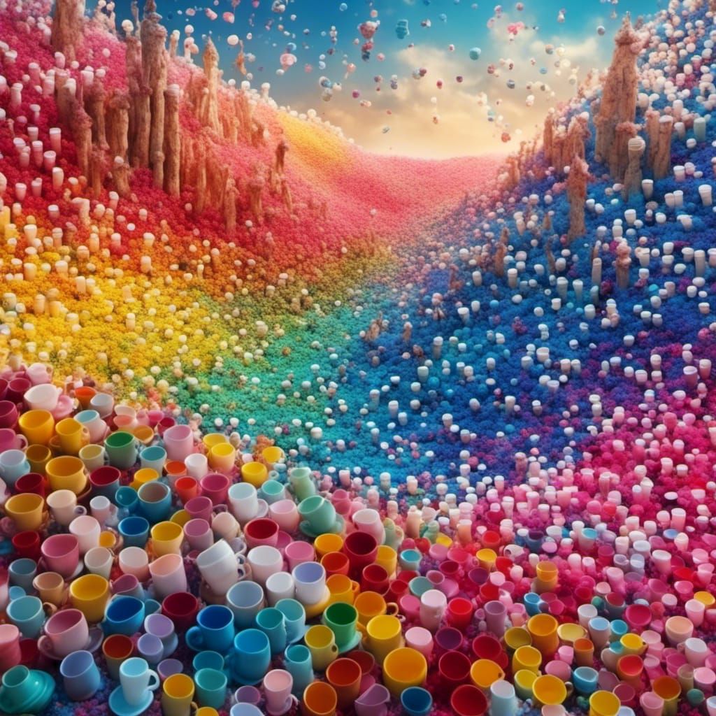 Surreal Landscape Made of Cups
