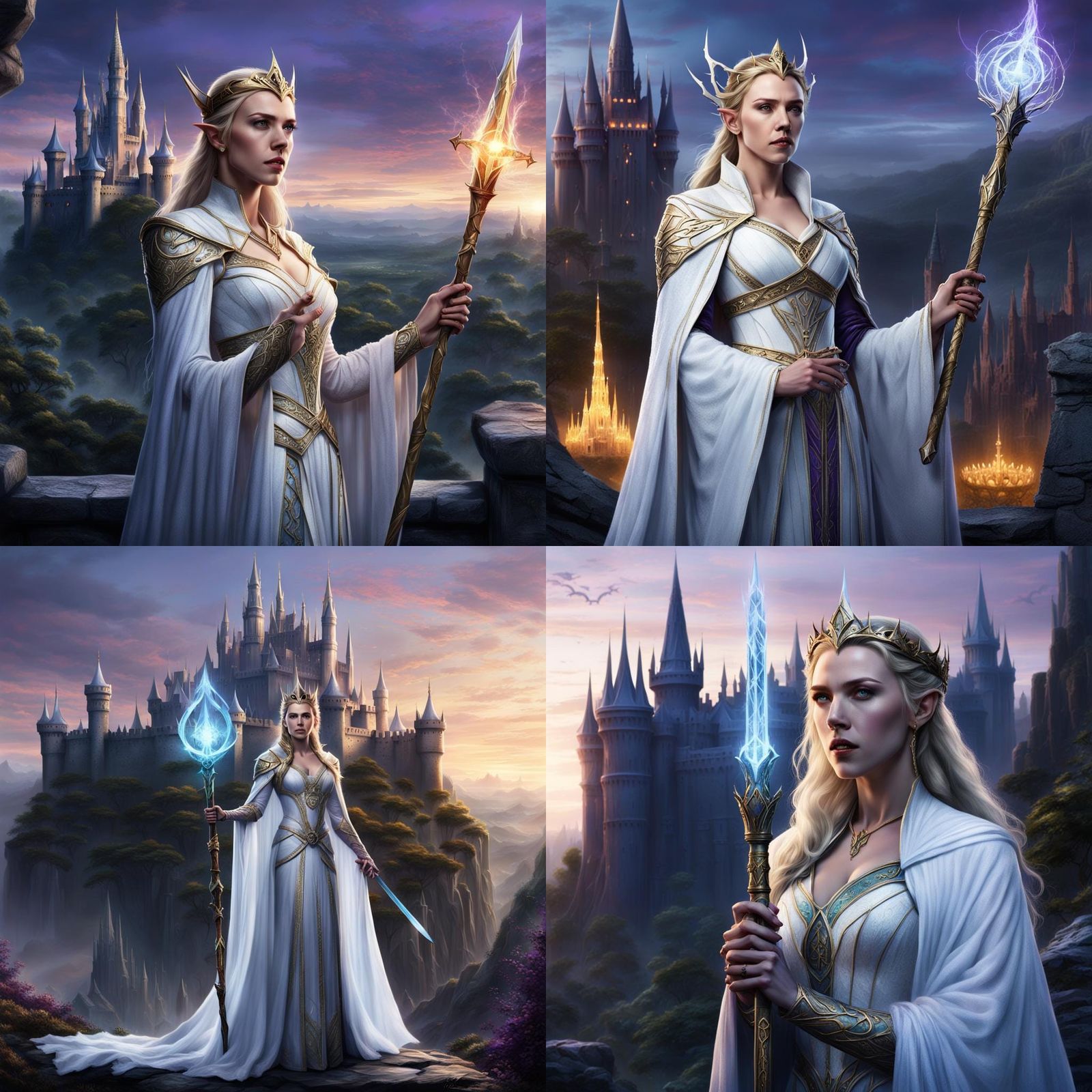 Elven Queen with Magical Staff in High Fantasy Art