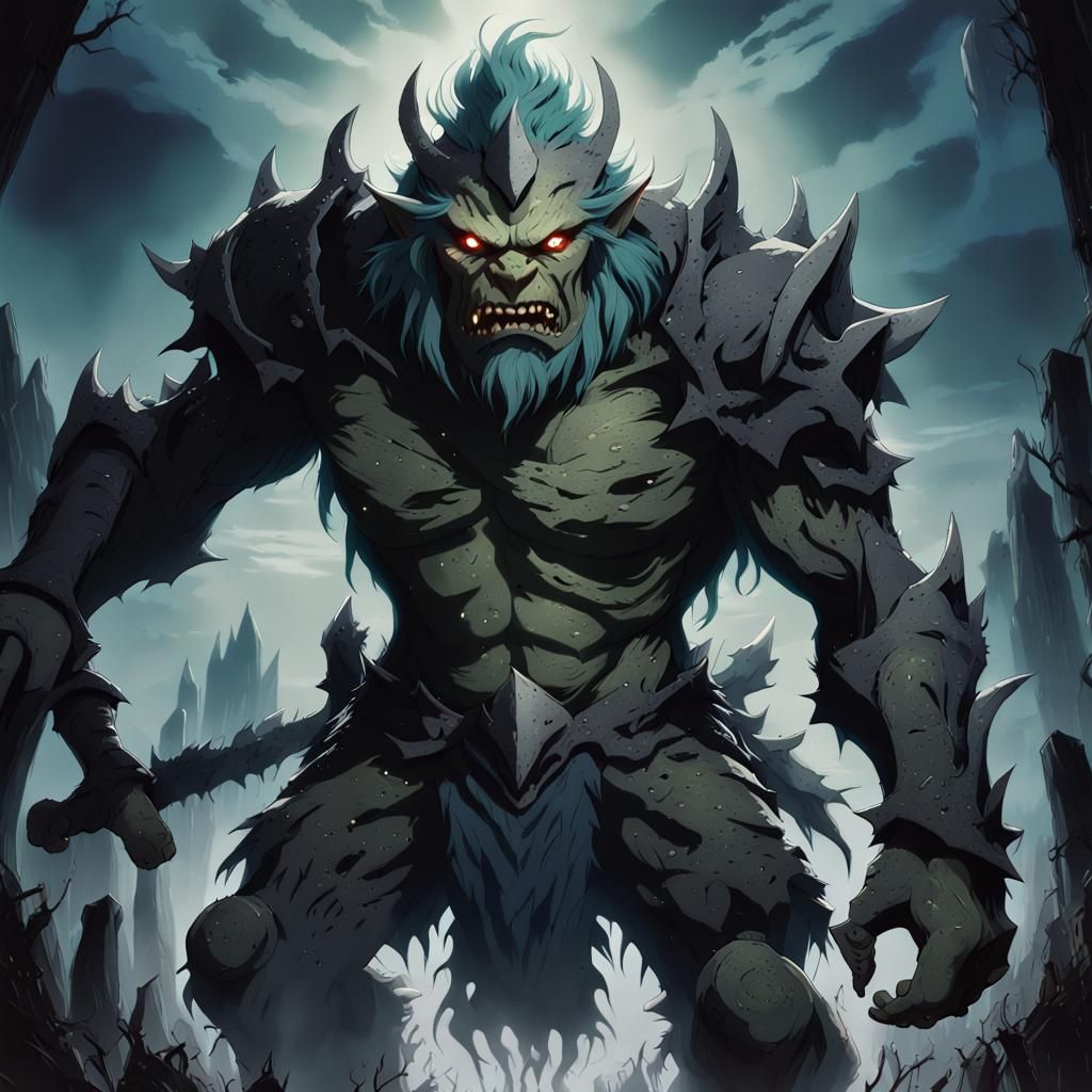 Fearsome Deep Troll with Glowing Eyes, Anime Style