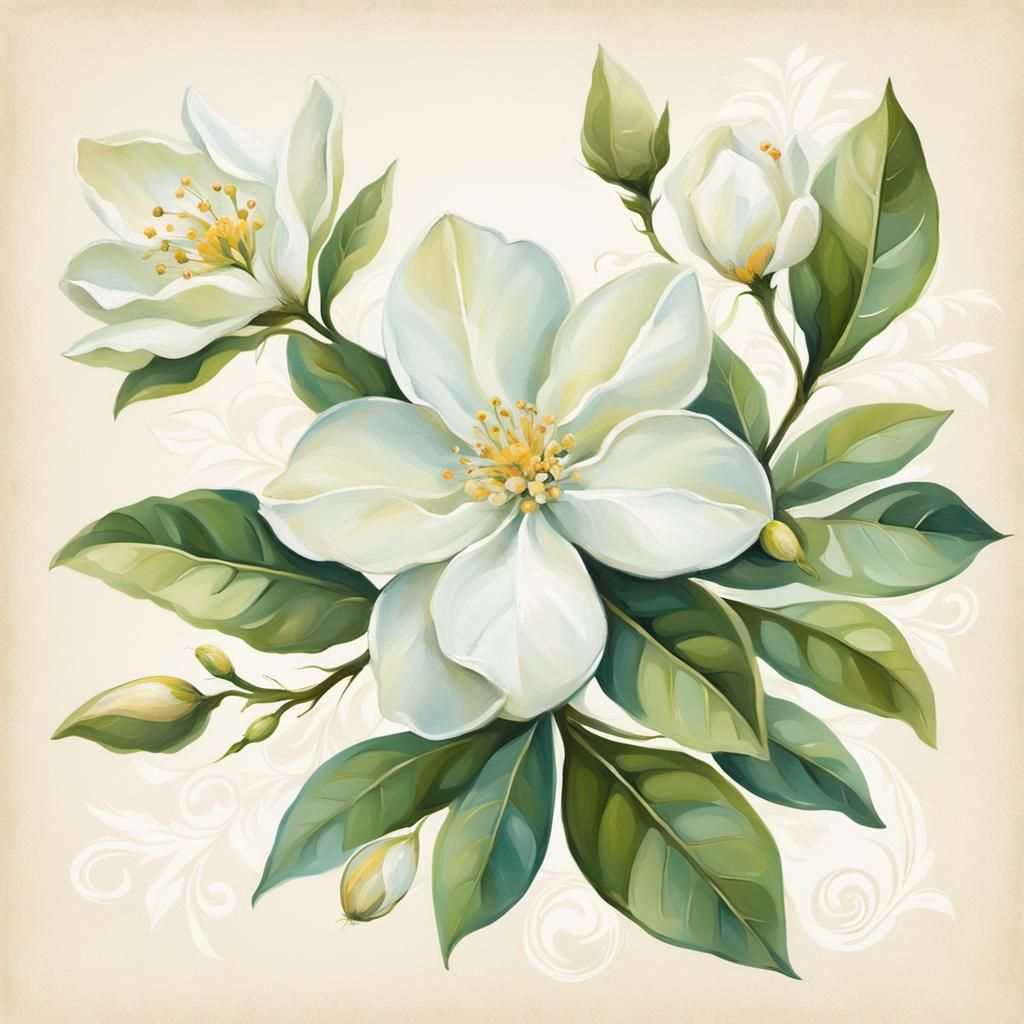 Jasmine Flower in Watercolor Style