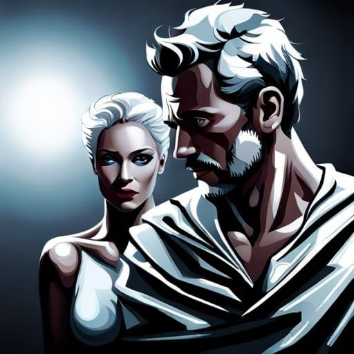 Morpheus, God of Dreams, with His Wife: Hyperrealistic