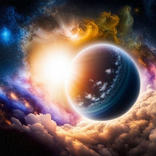 Hyperrealistic Planet Bathed in Sparkling Star Light