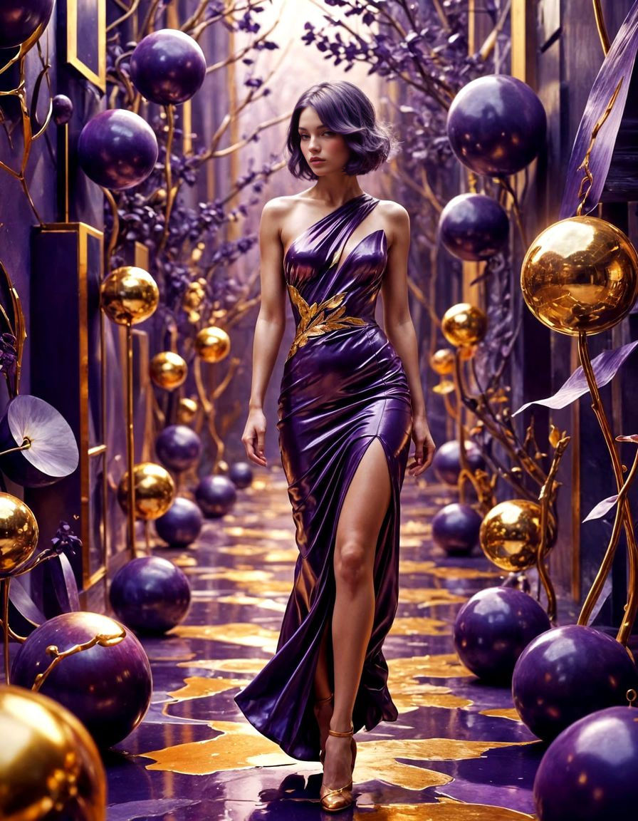 Dreamlike Violet Figure in Abstract Interior
