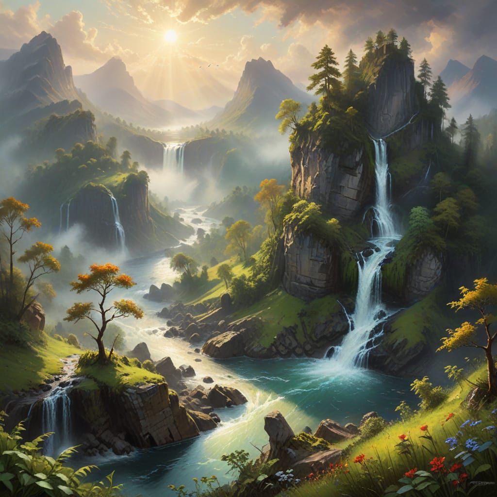 Ethereal Island Paradise Rises Amidst Majestic Mountains