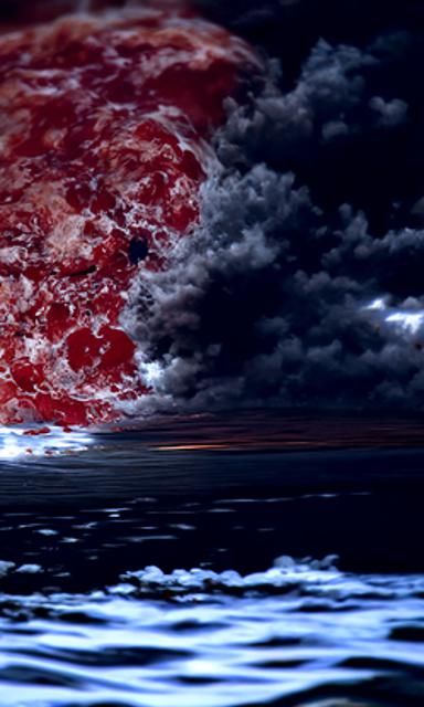 Blood Moon Over Calm Sea at Night