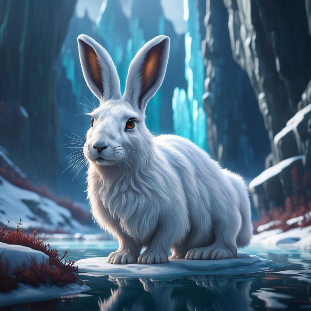Fantastical Crystalline Arctic Hare Concept Art